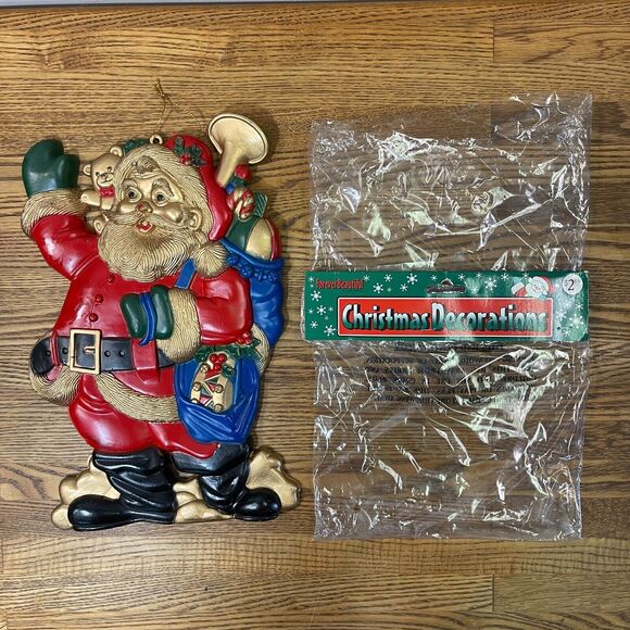 Vintage 12" Plastic Santa Claus Wall Hanging Christmas Decor Door Holiday - Picture 9 of 11